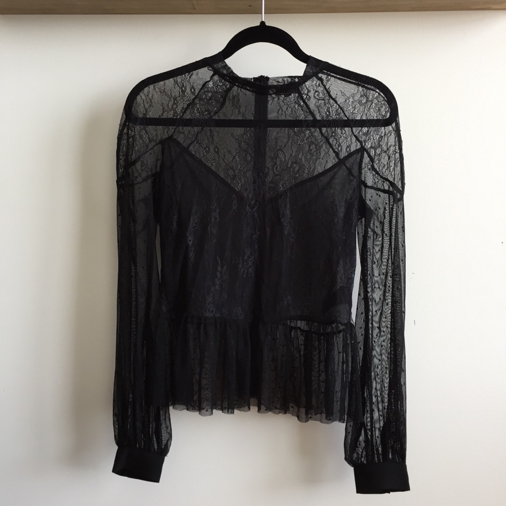 🎉HP🎉 [bardot] nwot gauzy lace peplum blouse - Picture 5 of 8
